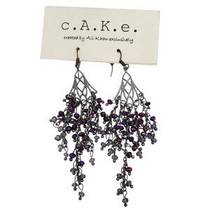 c.A.K.e. By Ali Khan Purple Crystal Sterling Silver Chandelier Earrings NEW